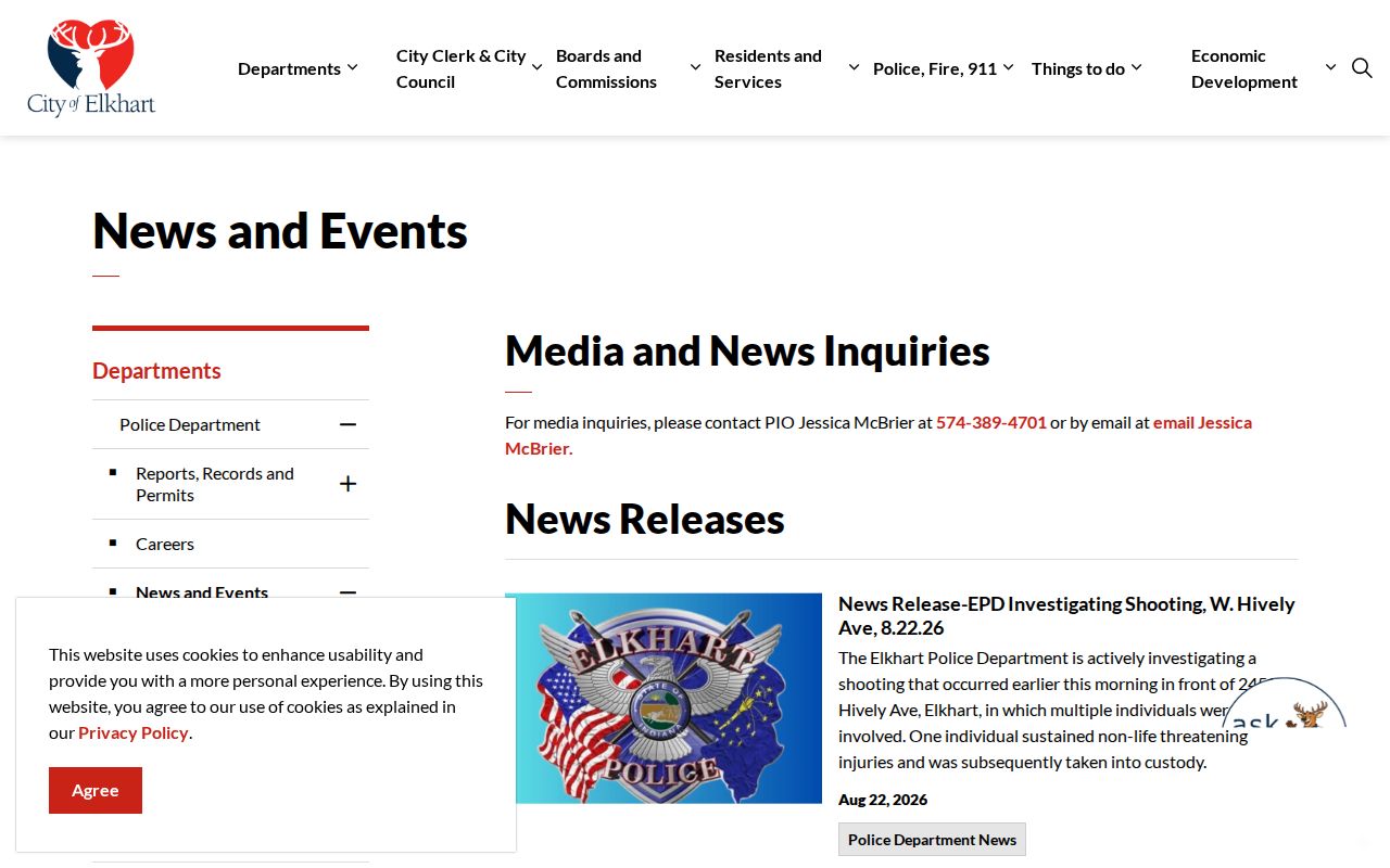 Elkhart Police Department arrest news and records source